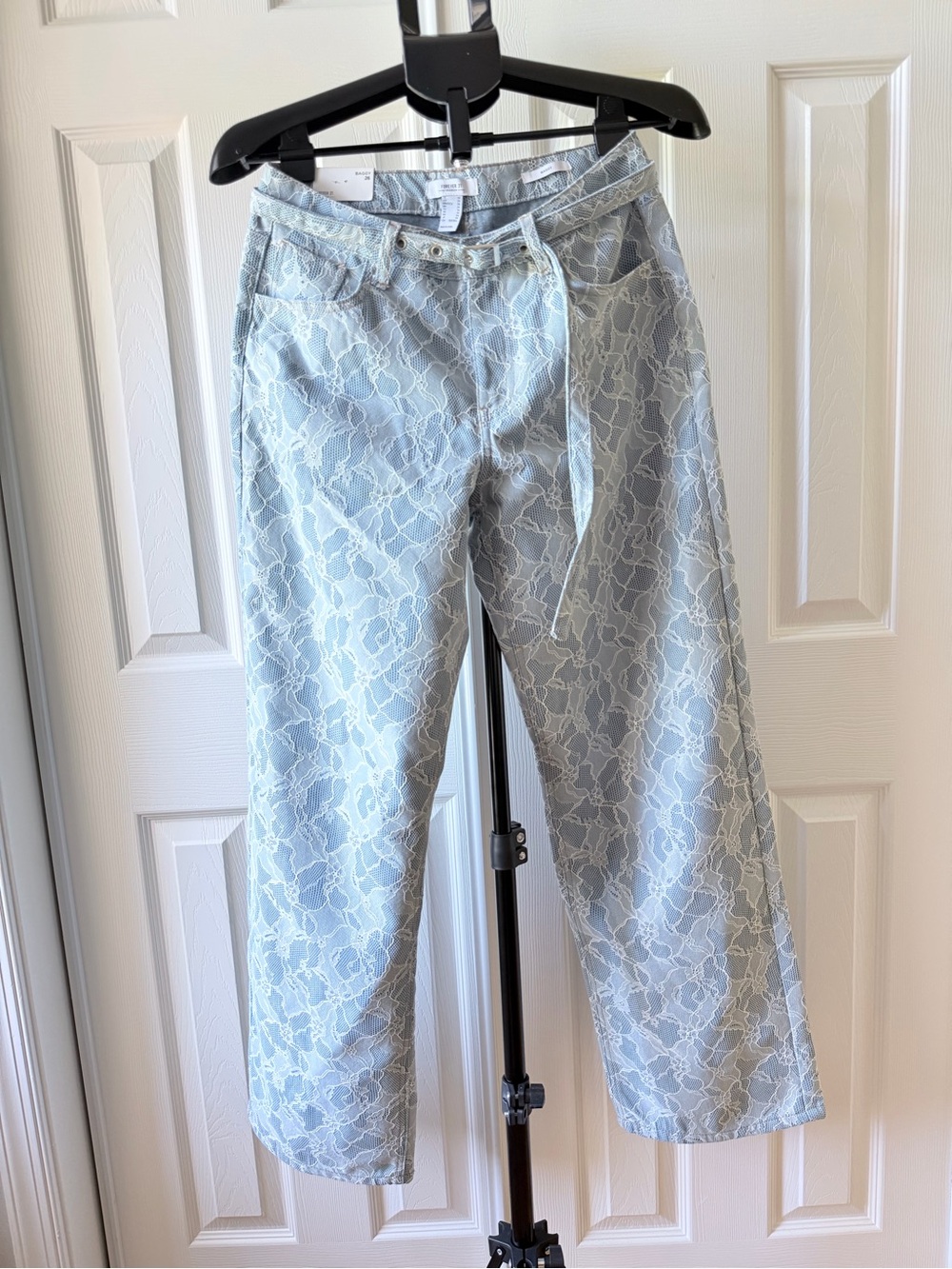 Light Blue Lace Baggy Pants